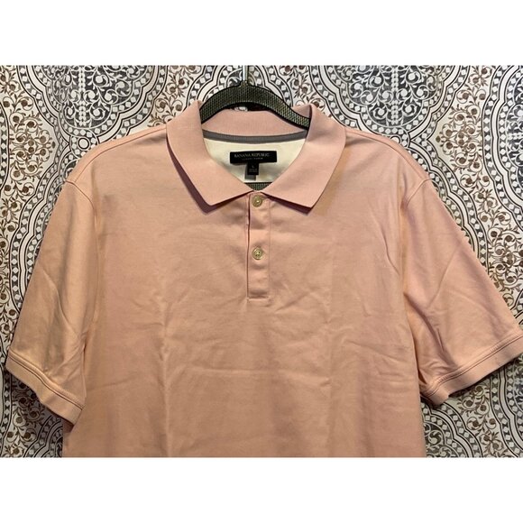 Banana Republic Mens Pink Polo Shirt Size L Soft Cotton Blend Short Sleeve - Picture 3 of 8